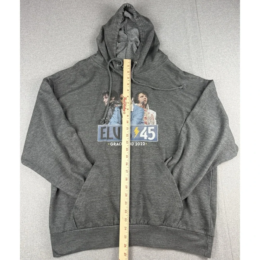 Elvis Presley Graceland 2022 Elvis 45 Hoodie Mens XL Gray Graphic Pullover